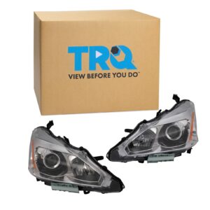 TRQ HLA95286 (2 Piece) OE Factory Style Replacement Headlights Assembly Set Driver and Passenger Side Compatible with 2013-2015 Nissan Altima Sedan