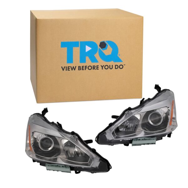 TRQ HLA95286 (2 Piece) OE Factory Style Replacement Headlights Assembly Set Driver and Passenger Side Compatible with 2013-2015 Nissan Altima Sedan