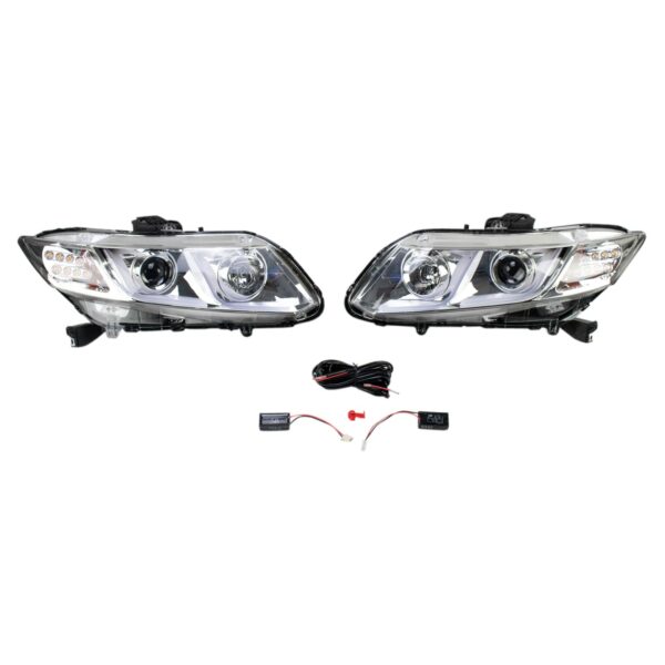 Projector Headlight Lamp Assemblies with Clear Lens & Black Housing for 14-16 Tundra with Daytime Running Lights