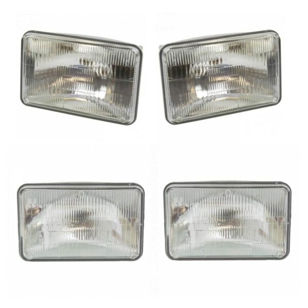 Rectangle Sealed Beam High & Low Beam Headlights 4 Piece Set Kit