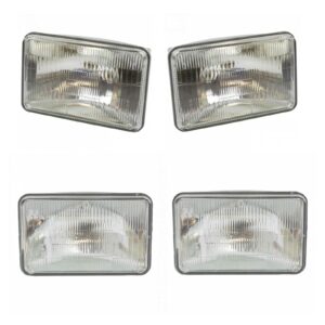 Rectangle Sealed Beam High & Low Beam Headlights 4 Piece Set Kit