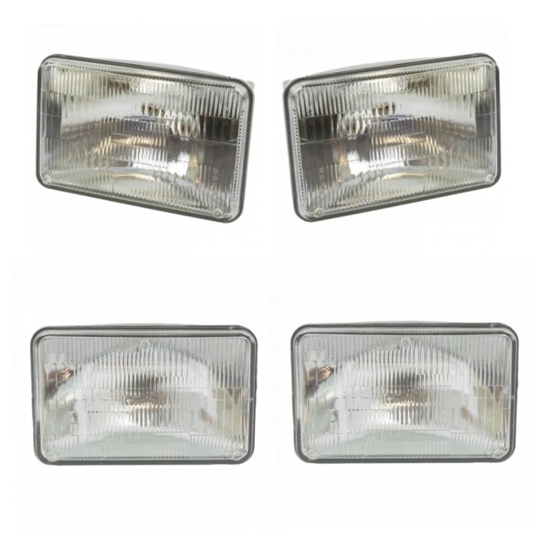Rectangle Sealed Beam High & Low Beam Headlights 4 Piece Set Kit