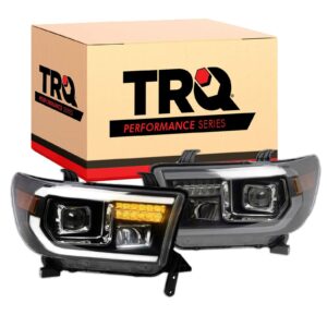 TRQ Performance Square Projector Headlight Set LED DRL for Toyota Sequoia Tundra