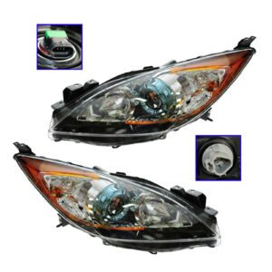 Headlight Headlamp Halogen Pair Set of 2 for 12-13 Mazda 3 Mazda3
