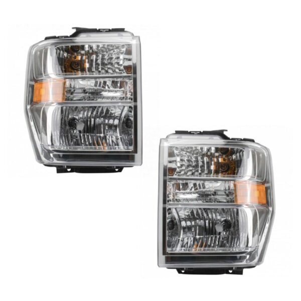 2pc Halogen Headlight Lamp Assembly Set LH & RH Sides for Ford E150 E250 E350