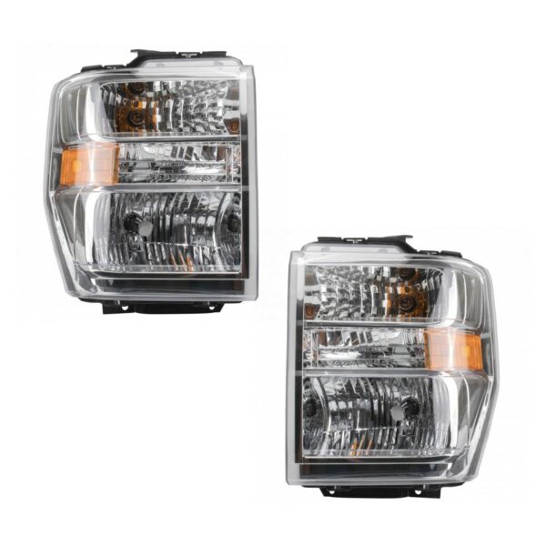 2pc Halogen Headlight Lamp Assembly Set LH & RH Sides for Ford E150 E250 E350