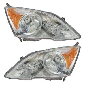 Headlights Headlamps Left & Right Pair Set of 2 for 07-11 Honda CR-V CRV