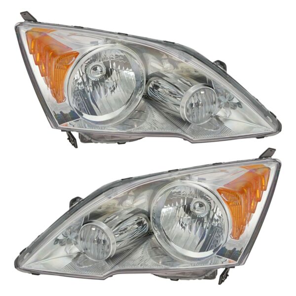 Headlights Headlamps Left & Right Pair Set of 2 for 07-11 Honda CR-V CRV