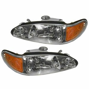 Headlights Headlamps Left & Right Pair Set for 98-02 Ford Escort Tracer