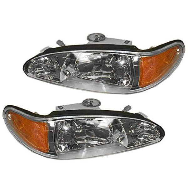 Headlights Headlamps Left & Right Pair Set for 98-02 Ford Escort Tracer