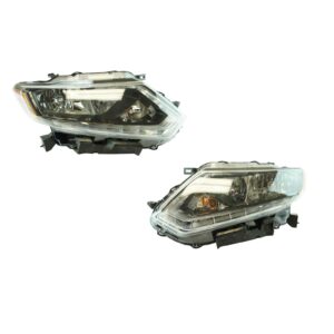 Halogen Headlight Lamp LH & RH Kit Pair Set of 2 for Nissan Rogue Truck SUV