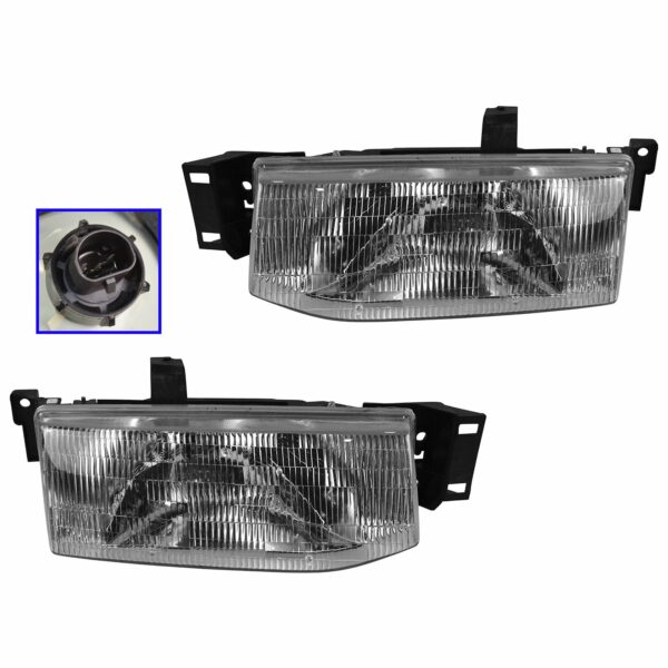 Headlights Headlamps Left & Right Pair Set for 91-96 Ford Escort
