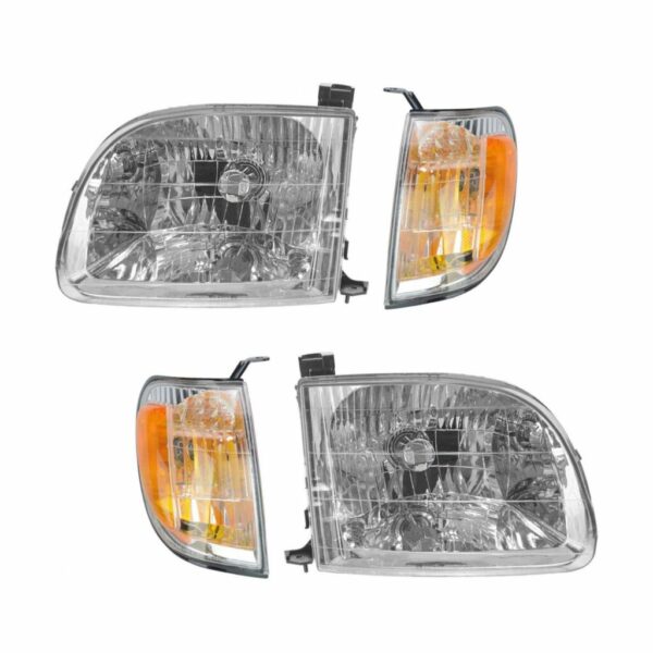 Headlights & Parking Corner Lights Left & Right Kit Set for 00-04 Toyota Tundra