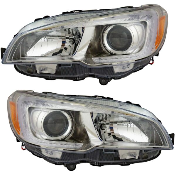 Headlight Lamp Halogen Chrome Driver Passenger Pair Set Compatible with Subaru WRX