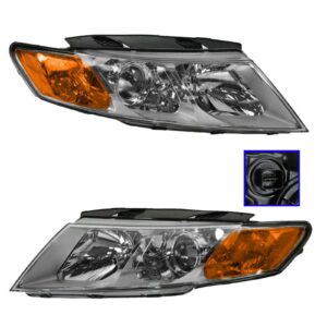 Chrome Insert Headlight Left & Right Pair Set For 09-10 Kia Magentis Optima