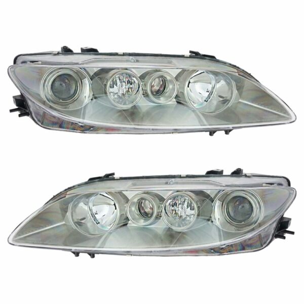 Headlights Headlamps Left & Right Pair Set for 03-05 Mazda6 Mazda 6