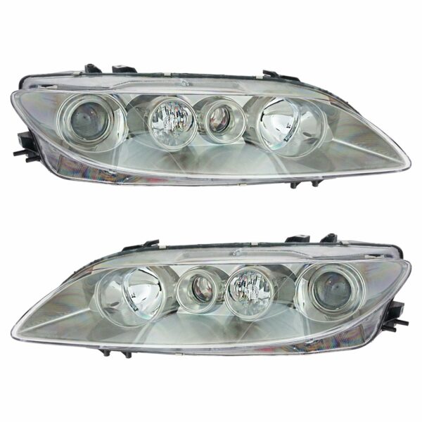 Headlights Headlamps Left & Right Pair Set for 03-05 Mazda6 Mazda 6