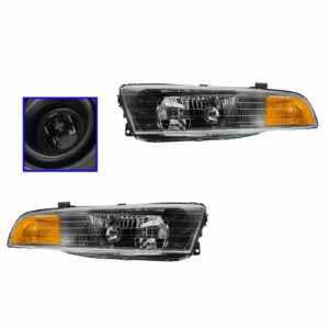 Headlights Headlamps Left & Right Pair Set for 02-03 Mitsubishi Galant