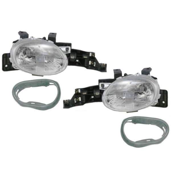 Headlights Headlamps & Closure Gasket Seals Set Kit for 95-99 Dodge Neon