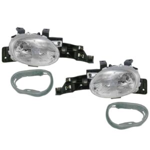 Headlights Headlamps & Closure Gasket Seals Set Kit for 95-99 Dodge Neon