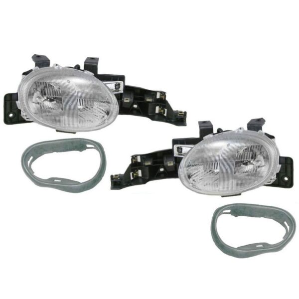 Headlights Headlamps & Closure Gasket Seals Set Kit for 95-99 Dodge Neon