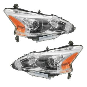 Headlight Head Lamp Halogen LH Left RH Right Pair for 13 Nissan Altima Sedan