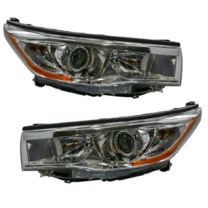 Halogen Headlight Lamp LH RH Kit Pair Set of 2 for Toyota Highlander Truck SUV