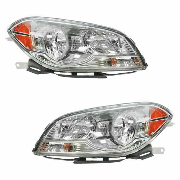 Headlights Headlamps Left & Right Pair Set for 08-12 Chevy Malibu