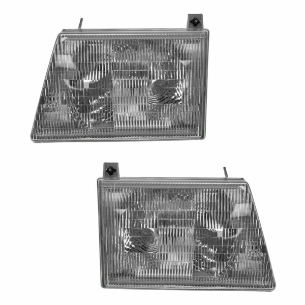 Headlights Headlamps Left LH & Right RH Pair Set for Ford Van E350 E150 E250