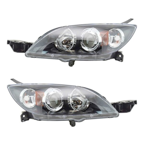 Headlights Headlamps Lights Left & Right Pair Set for 04-09 Mazda 3 Hatchback
