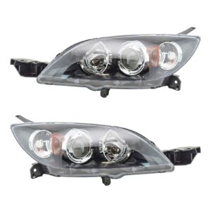 Headlights Headlamps Lights Left & Right Pair Set for 04-09 Mazda 3 Hatchback