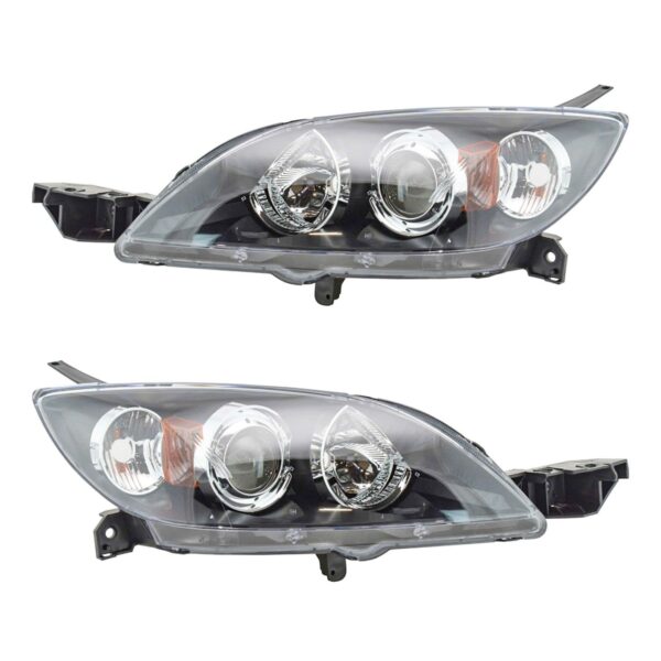 Headlights Headlamps Lights Left & Right Pair Set for 04-09 Mazda 3 Hatchback