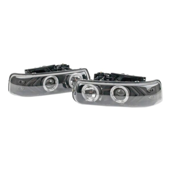 Projector Style Headlight lamp Pair Set of 2 Black for Tahoe Suburban Silverado