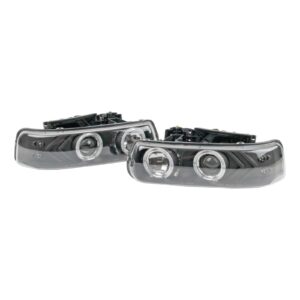 Projector Style Headlight lamp Pair Set of 2 Black for Tahoe Suburban Silverado