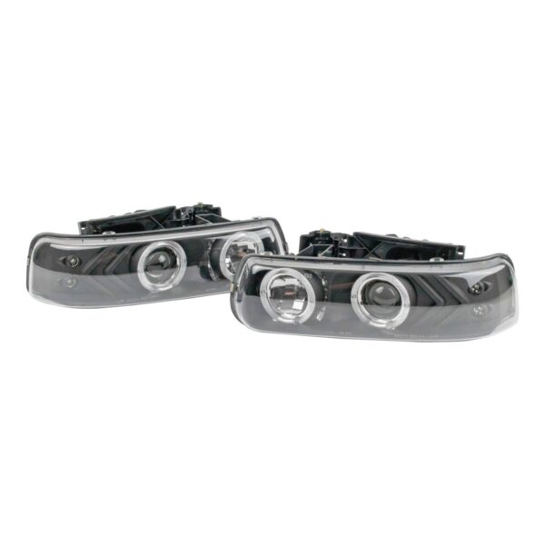 Projector Style Headlight lamp Pair Set of 2 Black for Tahoe Suburban Silverado