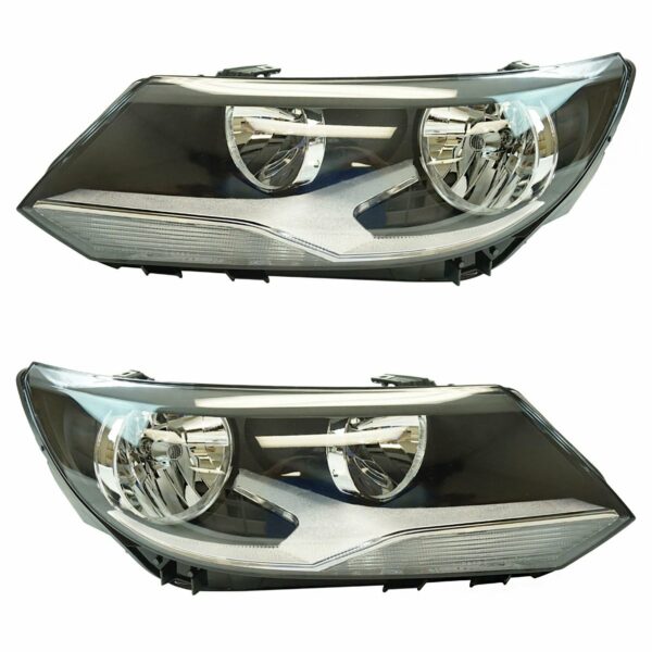 Halogen Headlight Lamp LH RH Set of 2 Pair Compatible With Volkswagen Tiguan SUV
