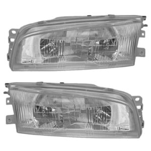 Front Headlights Headlamps Lights Pair Set for 97-01 Mirage 4 Door Sedan