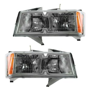 Headlights Headlamps w/ Chrome Bezel Pair Set for 05-08 Colorado Xtreme Models