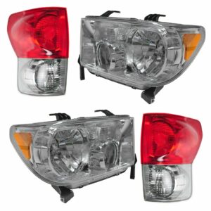 Headlight Taillight Lamp Lighting Kit Set LH RH of 4 for 07-09 Tundra Truck