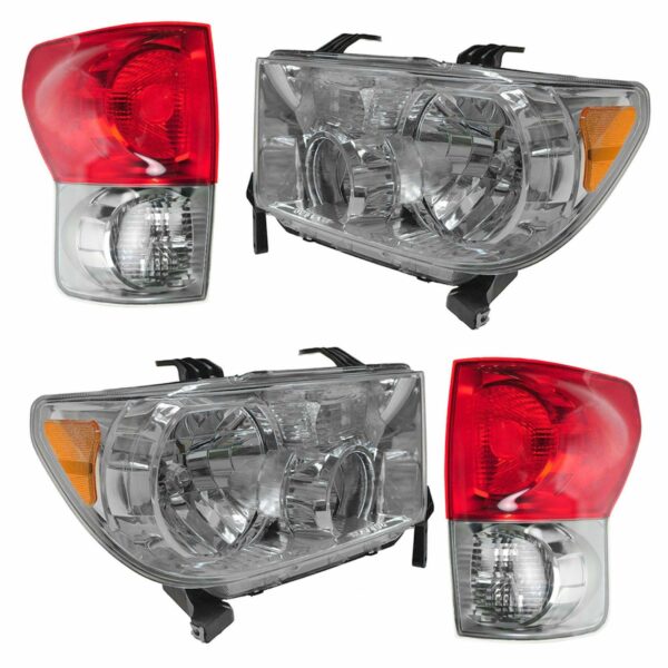 Headlight Taillight Lamp Lighting Kit Set LH RH of 4 for 07-09 Tundra Truck