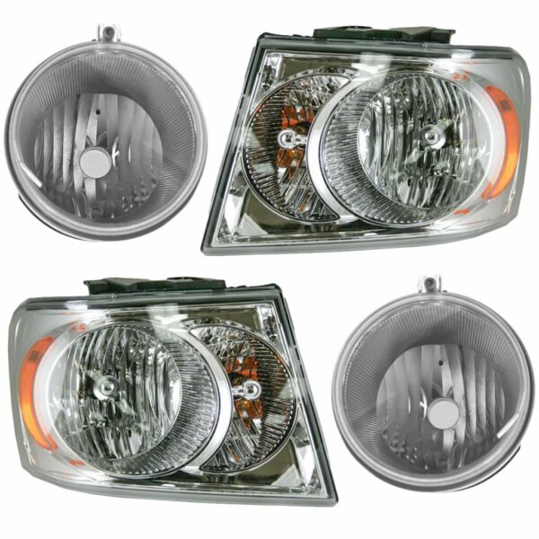 Headlight Fog Driving Light Lamp Kit LH RH Set of 4 for 07-09 Dodge Durango SUV