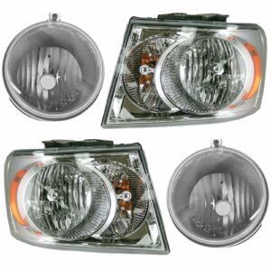 Headlight Fog Driving Light Lamp Kit LH RH Set of 4 for 07-09 Dodge Durango SUV