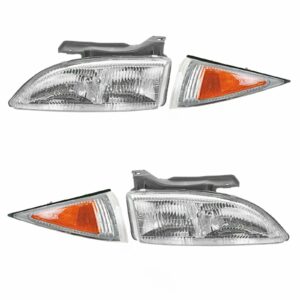 Headlight Headlamp and Corner Light Lamp Kit Set of 4 for 95-99 Chevy Cavalier