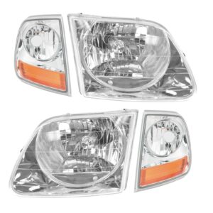 Headlight Assembly Compatible With 1997-2002 Ford Expedition 1997-2003 F-150 2004 F-150 Heritage 1997-1999 F-250 Driver and Passenger Side