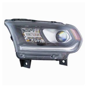 Headlight Lamp Halogen Black Bezel Left LH Driver Side Compatible with Dodge Durango SUV