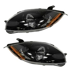 Performance Black Bezel Headlight Lamp Pair Kit Compatible with 06-07 Mitsubishi Eclipse