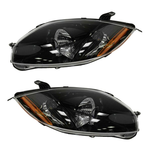 Performance Black Bezel Headlight Lamp Pair Kit Compatible with 06-07 Mitsubishi Eclipse