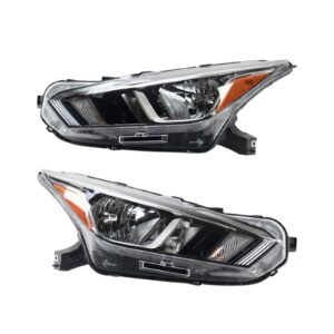 Halogen Headlight Lamp Assembly LH RH Pair Compatible with Nissan Versa Sedan