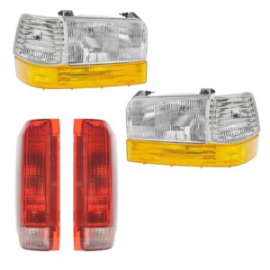 Headlight Assembly Compatible With 1992-1996 Ford Bronco F-150 F-250 1992-1997 F-350 Driver and Passenger Side