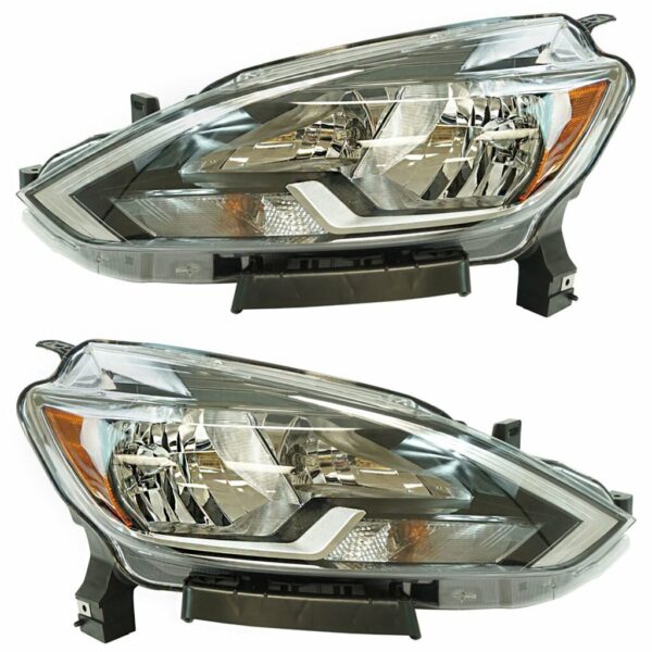 Halogen Headlight Lamp Assembly LH RH Kit Pair Compatible With Nissan Sentra